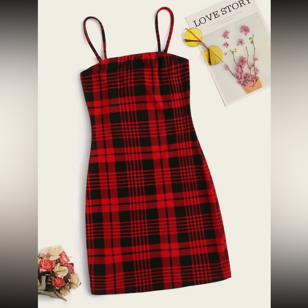 Tartan cami mini Bodycon dress
